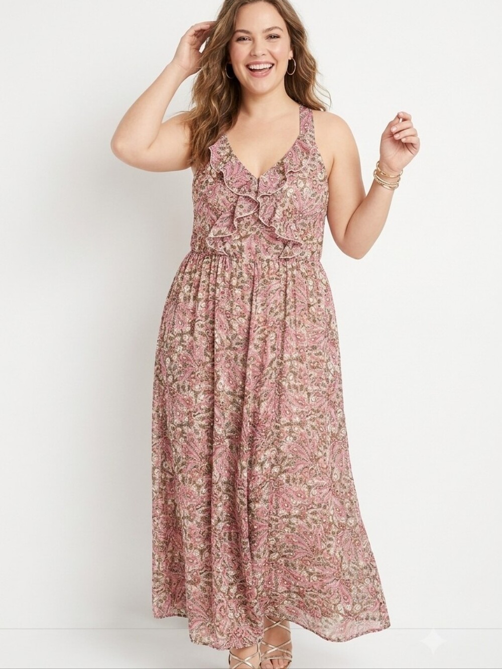 Denim 24/7 Plus Size Paisley Maxi Dress